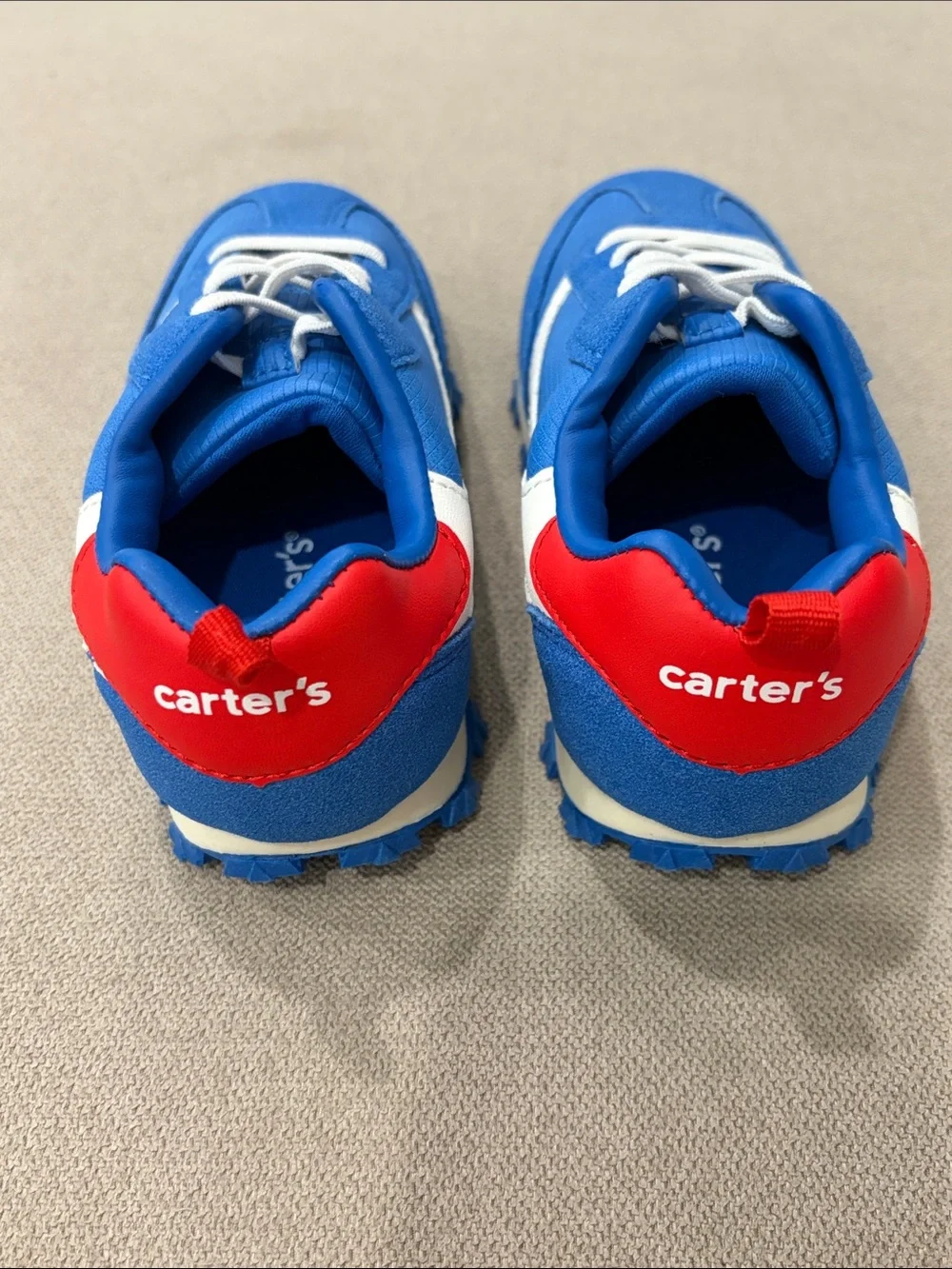 Carter’s Royal Blue Sneakers with White Stripes & Red Pull Tab – Size 9